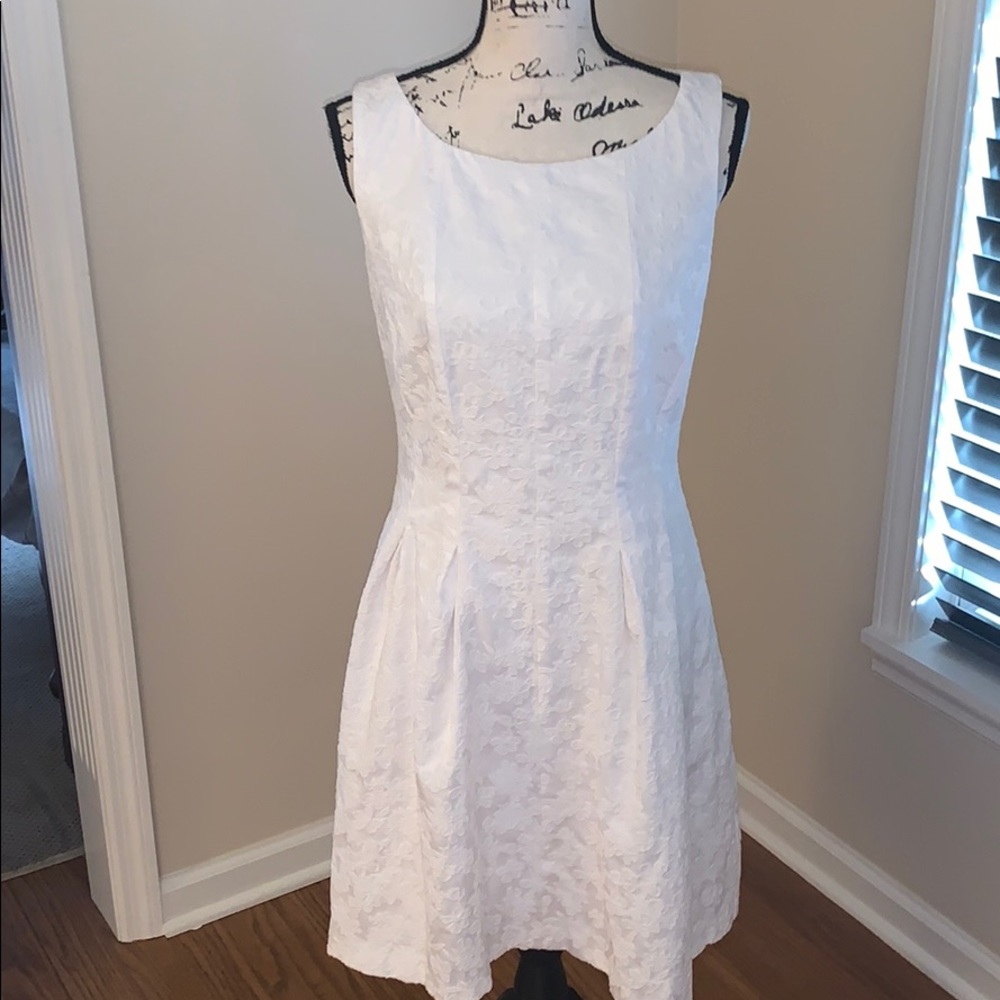 TAYLOR white flowered textured dress 10